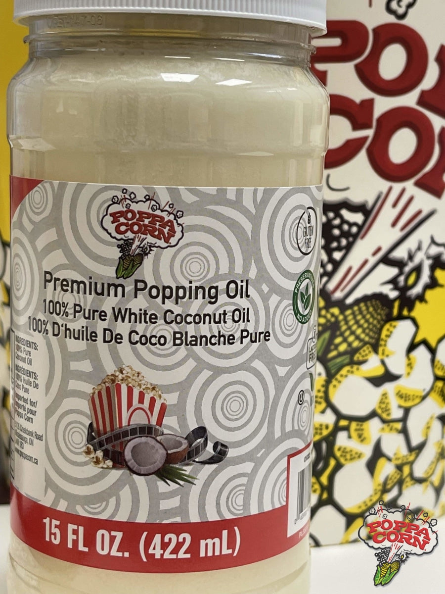 ***100% Pure White Coconut Premium Popping Oil - Medium (15oz/422ml) - Poppa Corn Corp
