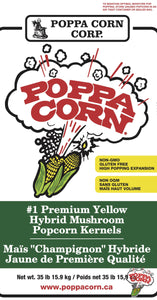 Poppa Corn Round Caramel & Sweet Mushroom Kernels - NON-GMO - 35LB Bag - TAX FREE CRN011 - Poppa Corn Corp
