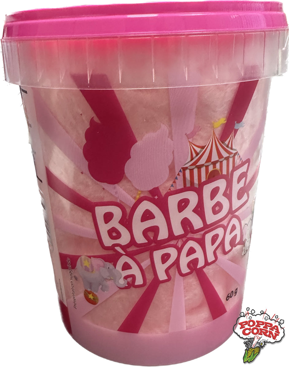 Poppa Corn's Pink Cotton Candy Tubs - Pre-Packaged Candy Floss Tubs - 24 x 60g/Case - S112PINK - Poppa Corn Corp
