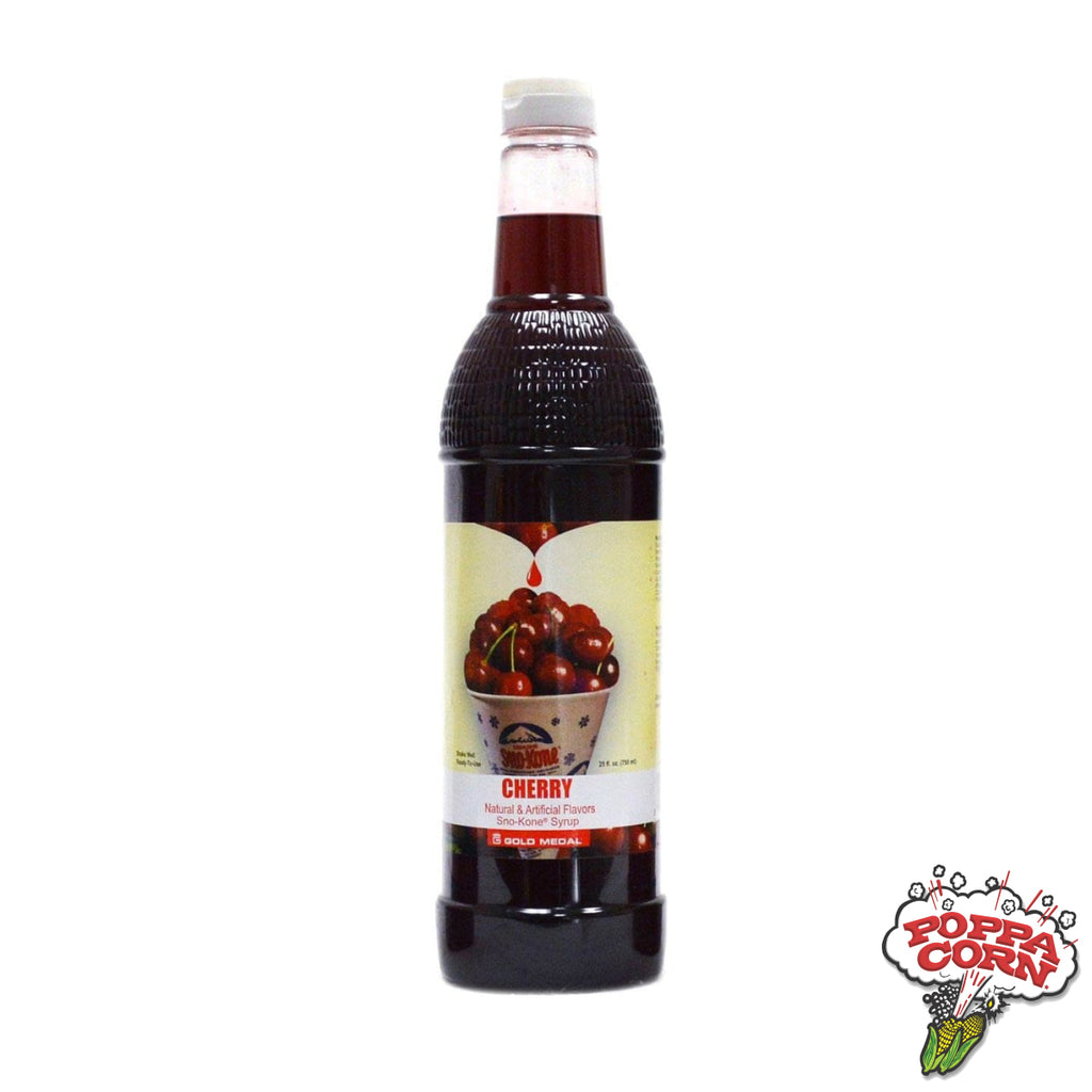 SNK202 - Cherry - Sno-Treat Sno-Kone® Flavor - 750ml (25oz) Bottle - Poppa Corn Corp