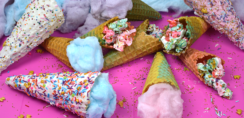 Rainbow and Sprinkle Waffle Cones