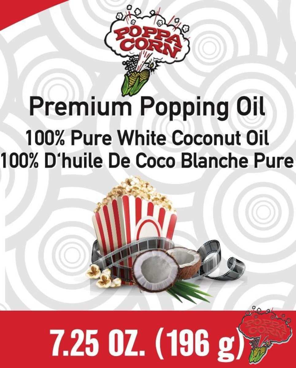 ***100% Pure White Coconut Premium Popping Oil - Small (7.25oz 214ml) - Poppa Corn Corp