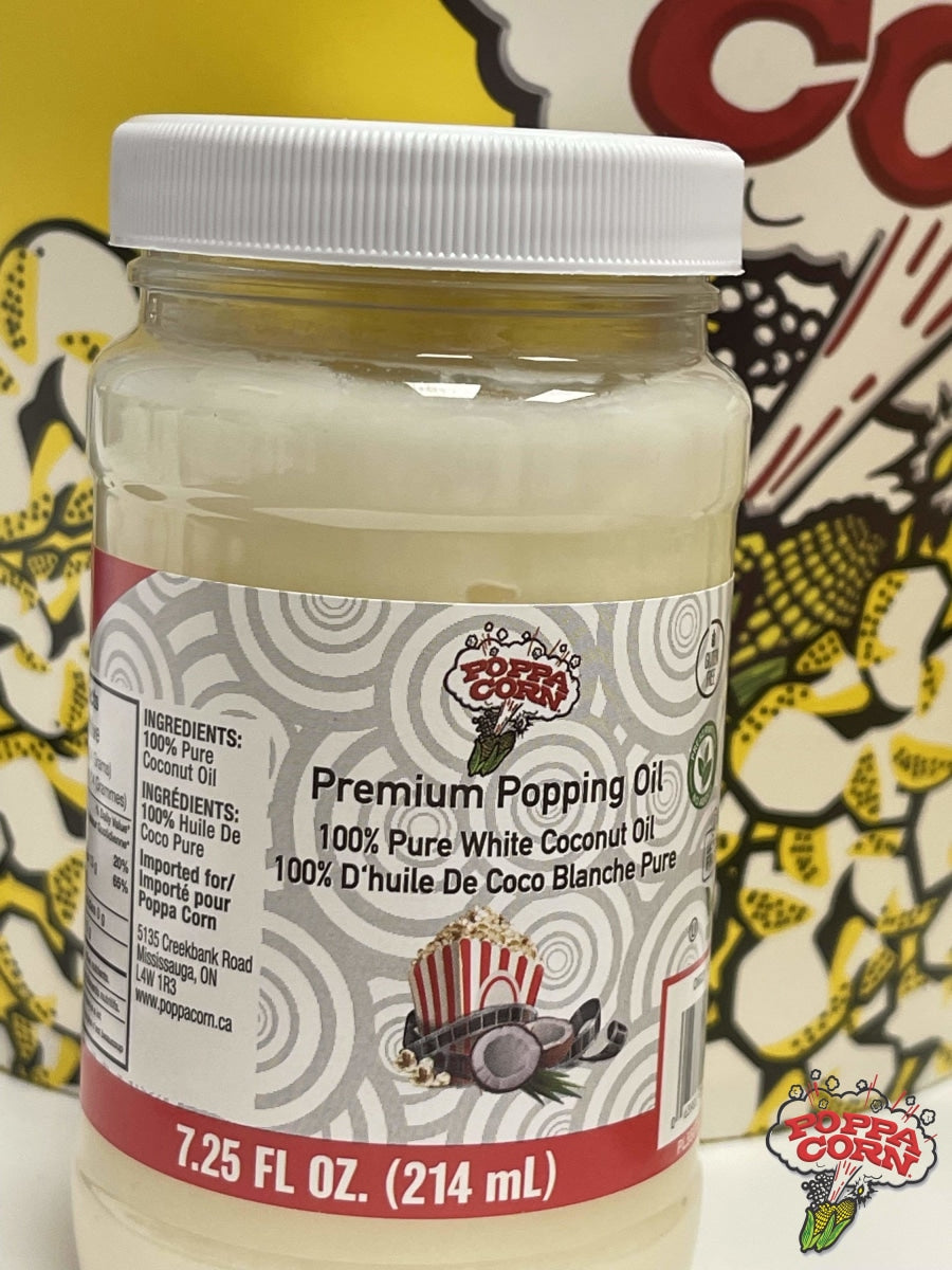 ***100% Pure White Coconut Premium Popping Oil - Small (7.25oz 214ml) - Poppa Corn Corp