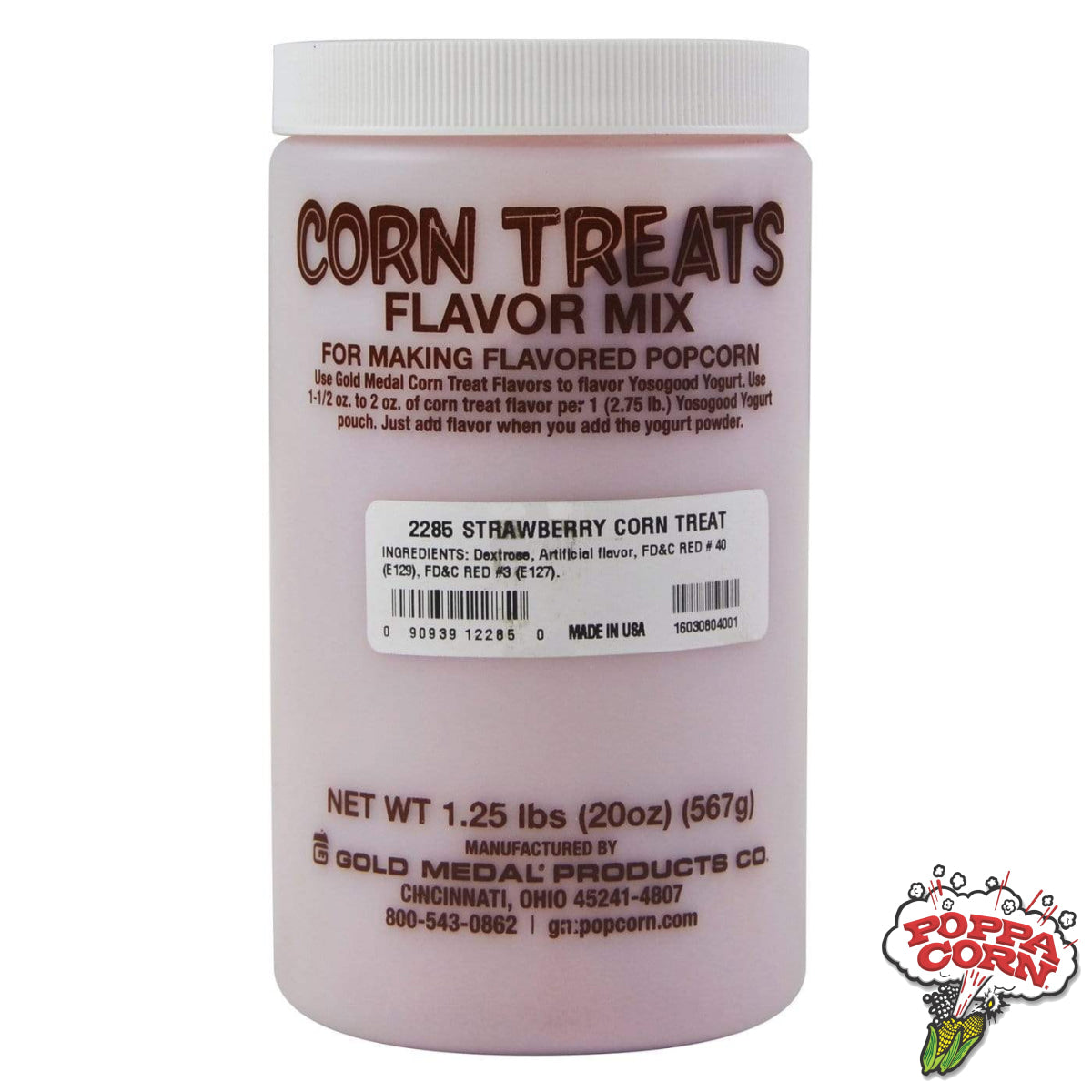 #10165 - Strawberry Candy Glaze Corn Treat Mix - 565g Jar - Poppa Corn Corp