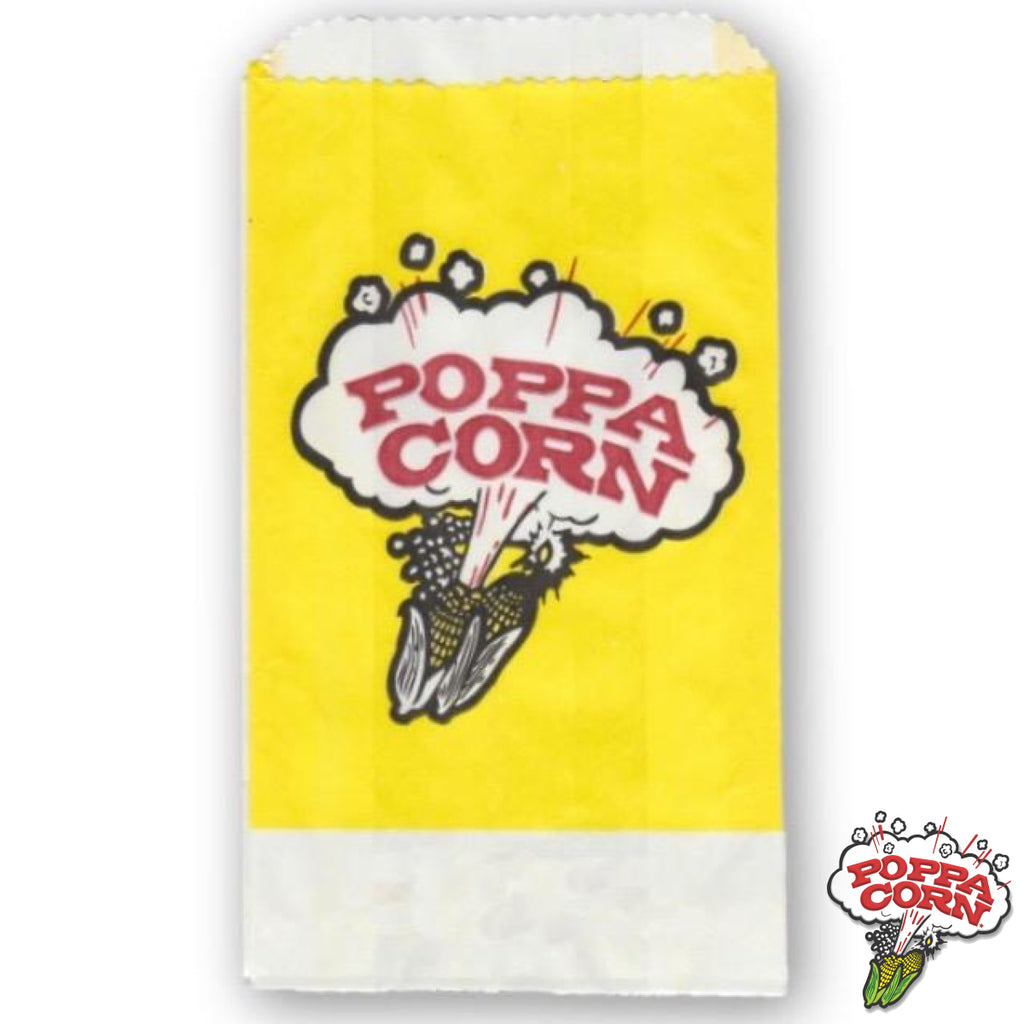 BAG007 - Small 7" Poppa Corn Paper Bags - 1 oz - 1000/Case - Poppa Corn Corp