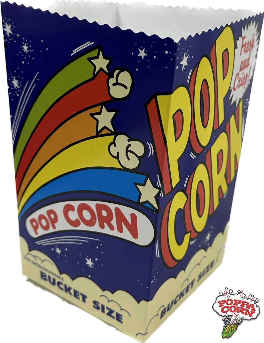 Blue Square Buckets - 200/case - "Bucket Size" (100oz) - BOX011 - 100% Biodegradable - Poppa Corn Corp