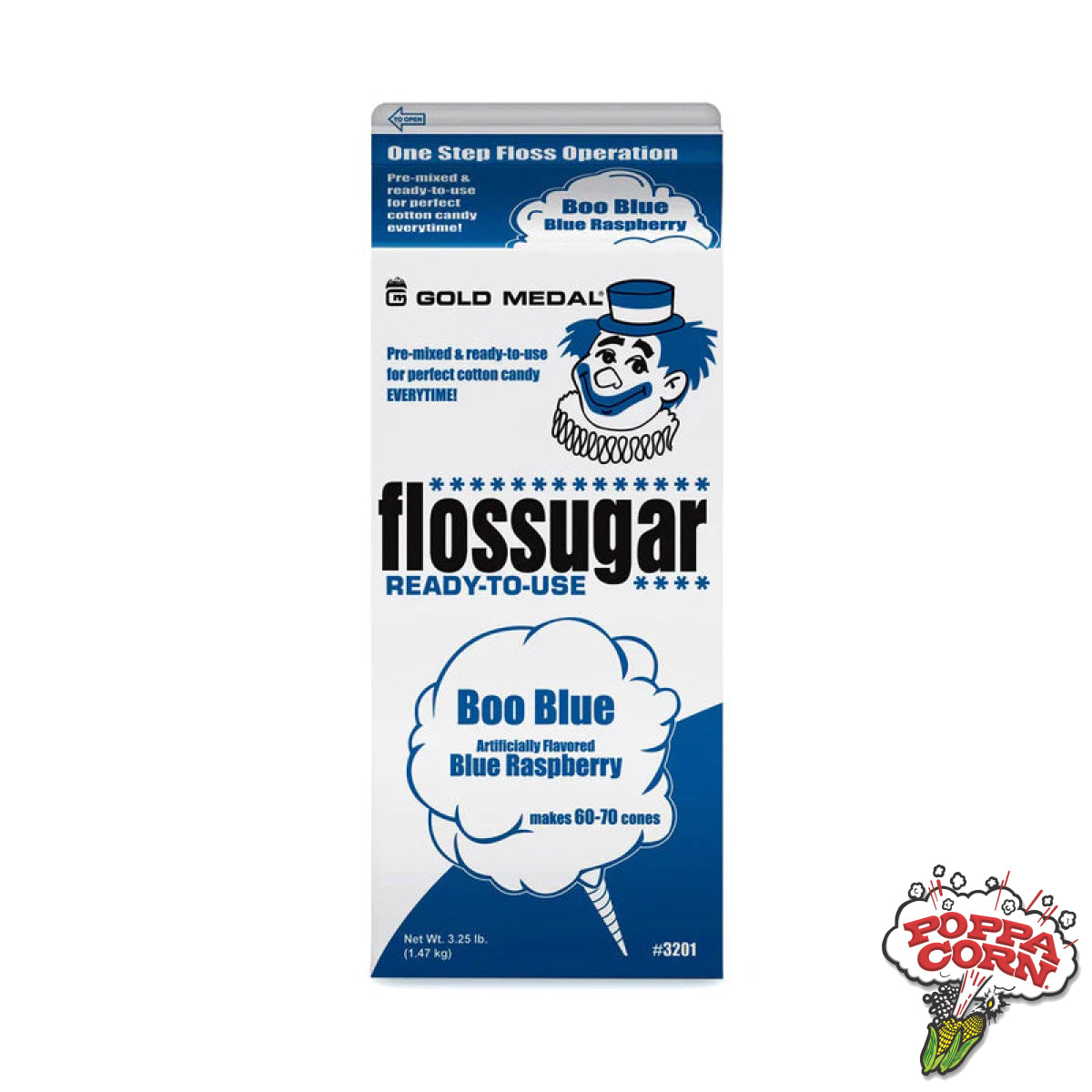 Boo Blue (Blue Raspberry) - Flossugar Carton - 3.25LB Carton - FLO005 ...