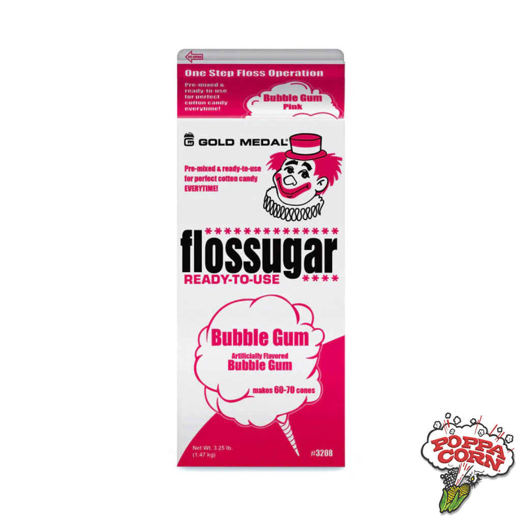 Bubble Gum - Flossugar Carton - 3.25LB Carton - FLO015 - Poppa Corn Corp