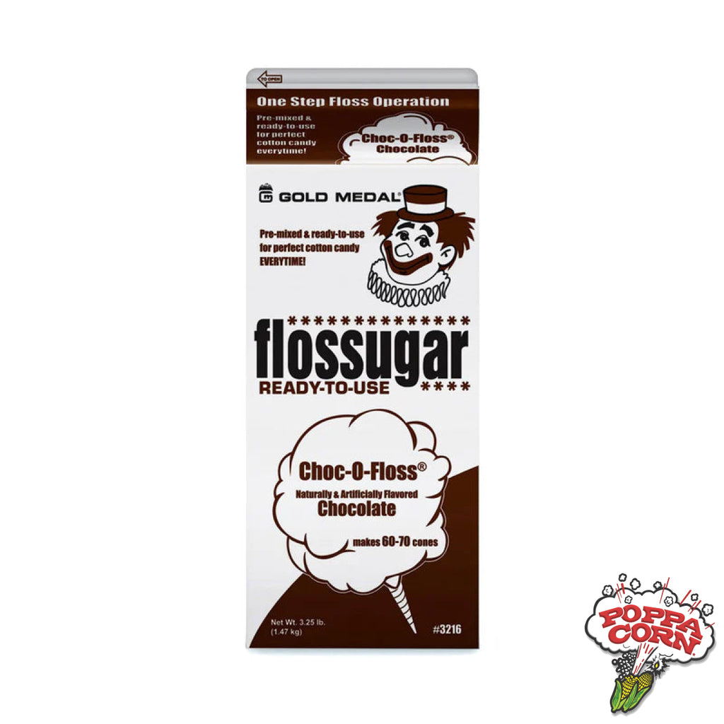 Choc-O-Floss (Chocolate) - Flossugar Carton - 3.25LB Carton - FLO022 - Poppa Corn Corp