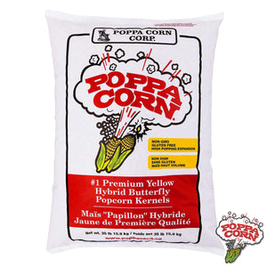 CRN010 Poppa Corn Premium Yellow Butterfly Kernels - SANS OGM - Sac de 35LB - TAX FREE - Poppa Corn Corp