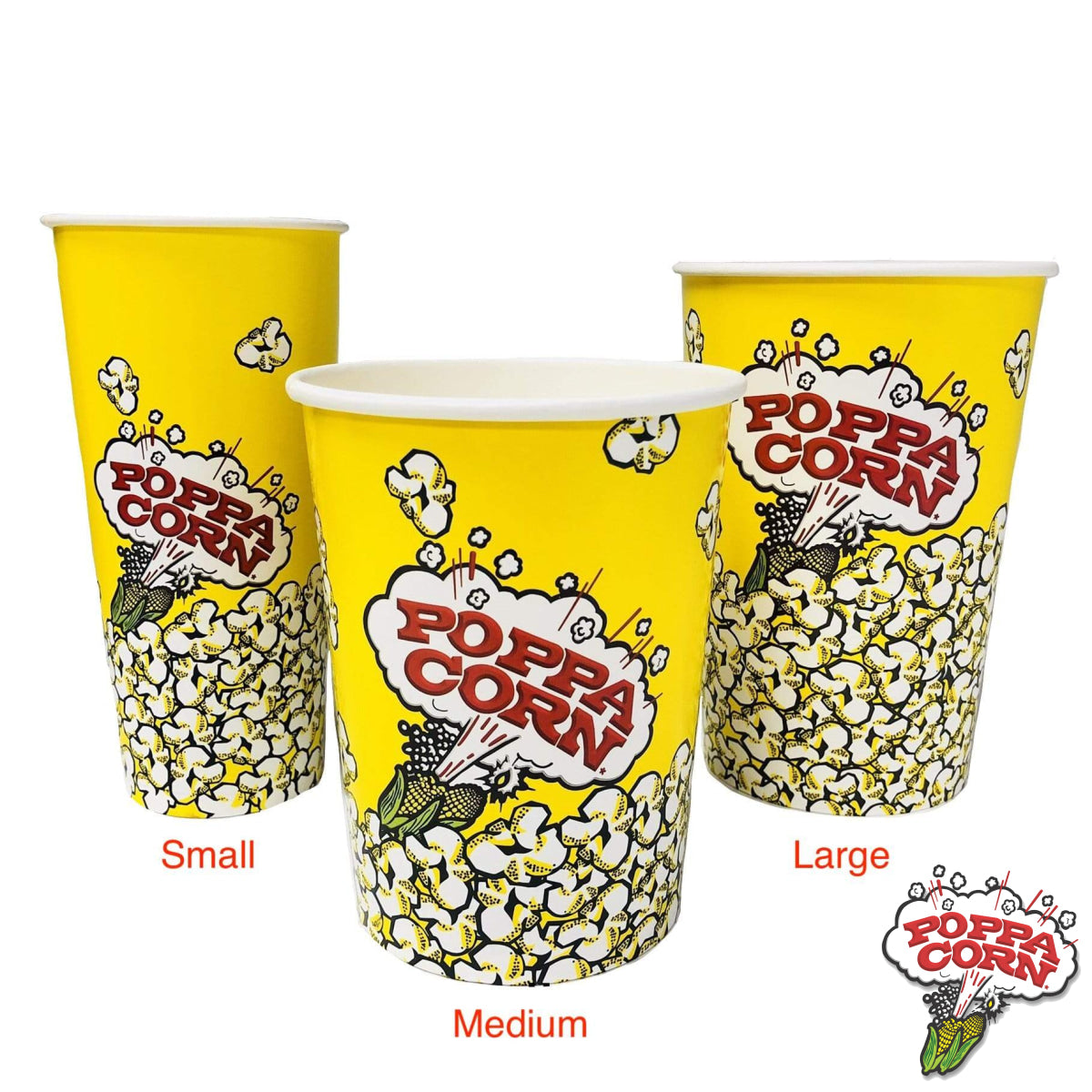 CUP032 - Rolled Rim Popcorn Cups - Medium 32 oz - 500/Case - Poppa Corn Corp