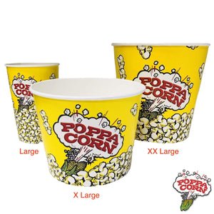CUP032 - Coupes à maïs soufflé à rebord roulé - Moyennes 32 oz - 500 / caisse - Poppa Corn Corp