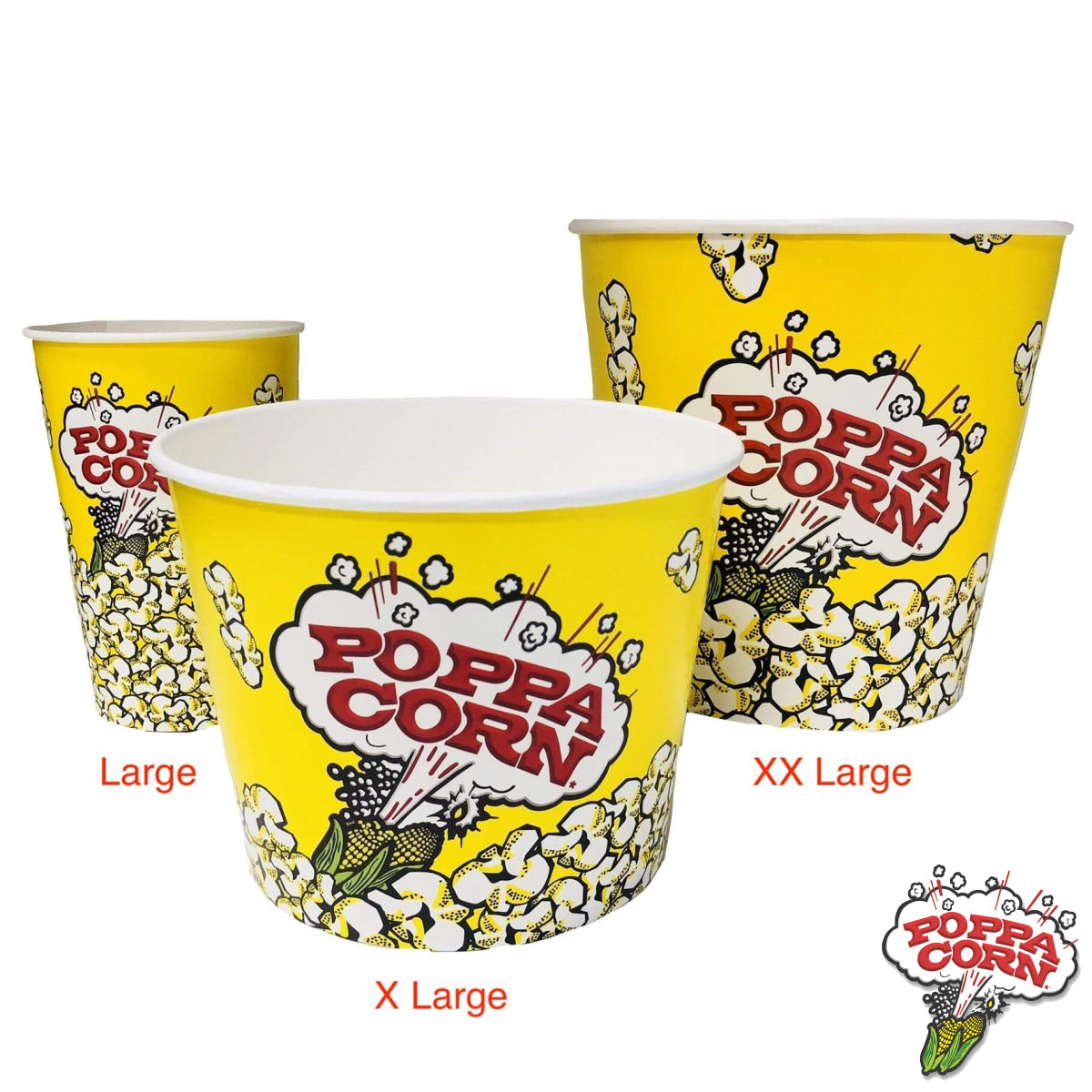 CUP085 - Rolled Rim Popcorn Cups - X Large 85 oz - 150/Case - Poppa Corn Corp