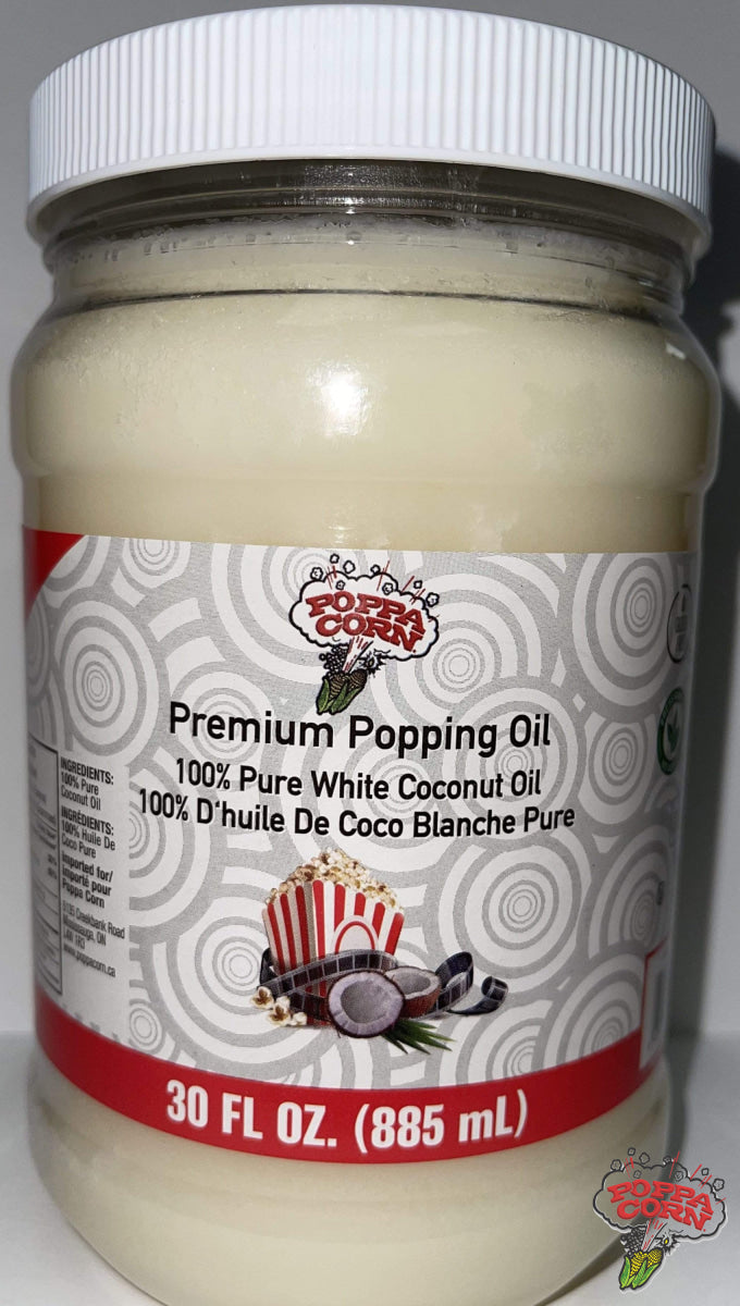 Fresh Stock***100% Pure White Coconut Premium Popping Oil - Large (30oz/885ml) - Poppa Corn Corp