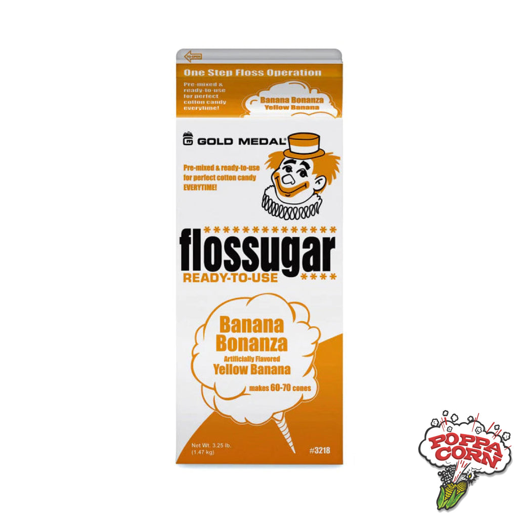 Flossugar - Banana Bonanza (Yellow Banana) - 3.25LB Carton - FLO019 - Poppa Corn Corp