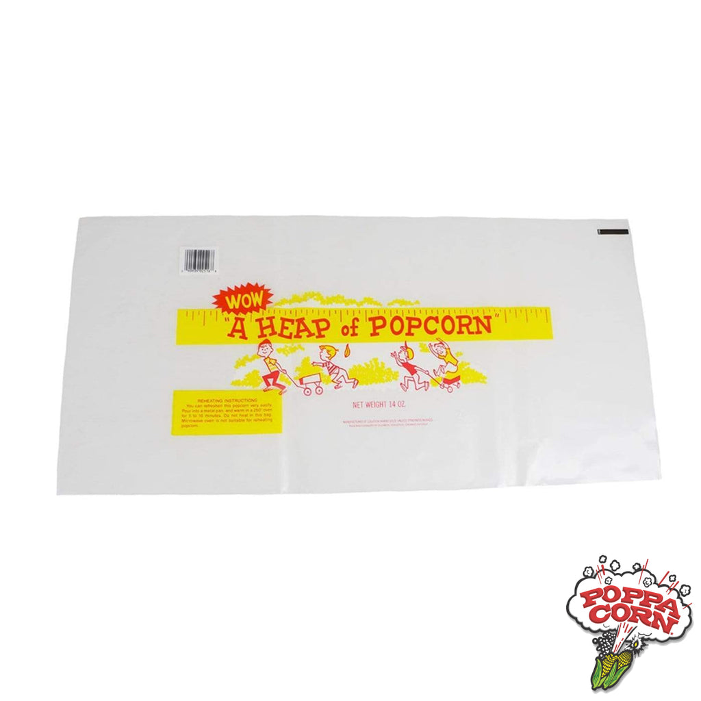 GM2516 - 12" x 25" Heap O' Popcorn Bag - 500/Case - Poppa Corn Corp