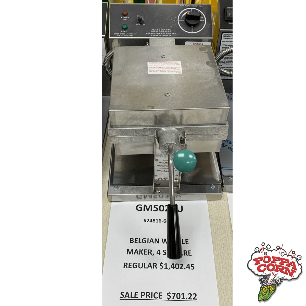 GM5024U - DEMO Four-Square Belgian Waffle Baker - Poppa Corn Corp