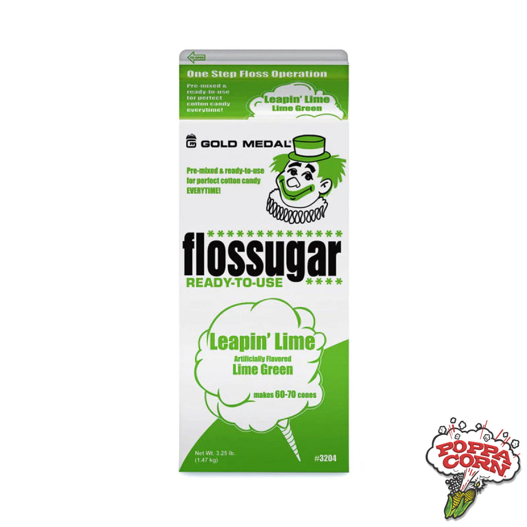 Leapin' Lime (Lime Green) - Flossugar Carton - 3.25LB Carton - FLO020 - Poppa Corn Corp