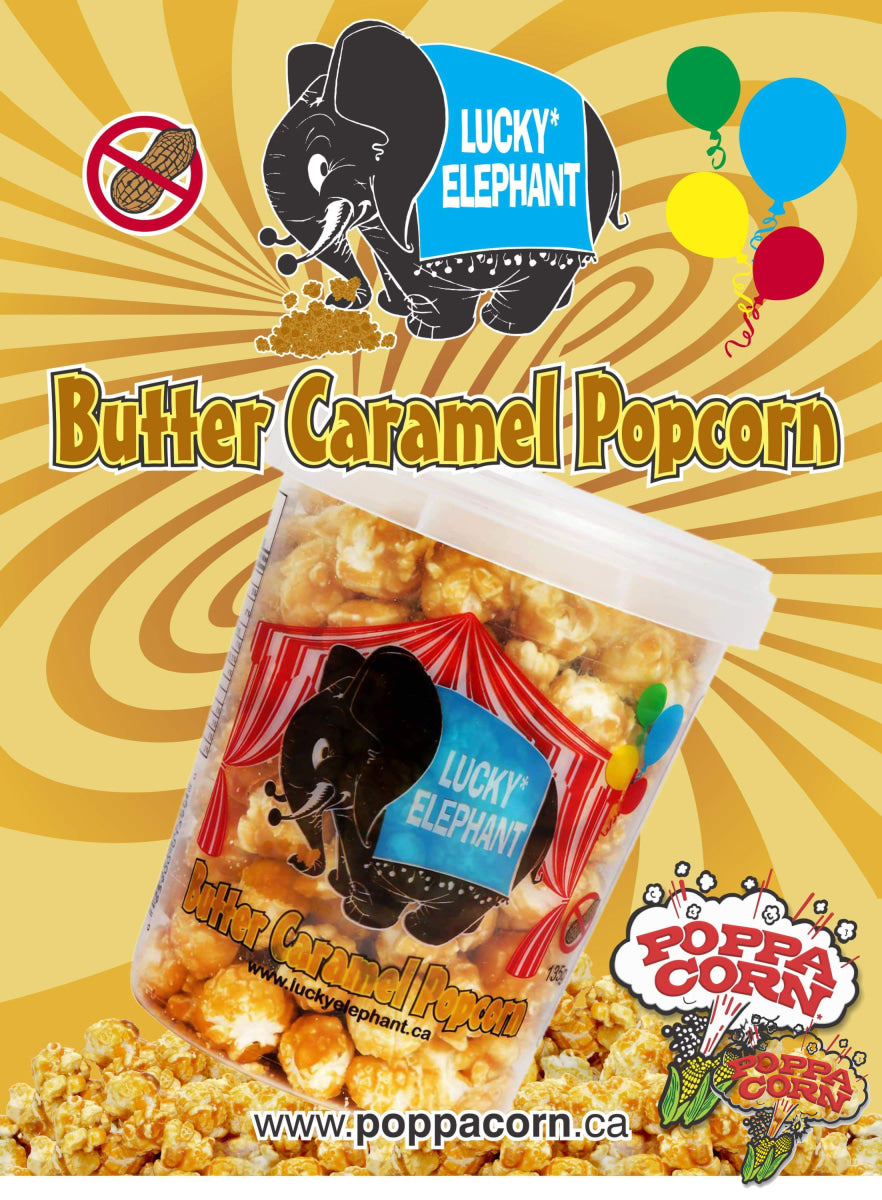 Lucky Elephant Butter Caramel Corn - Fresh & Tasty! x 24 Units - Poppa Corn Corp