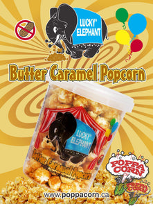 Maïs au caramel au beurre d'éléphant chanceux - Frais et savoureux! x 24 unités - Poppa Corn Corp