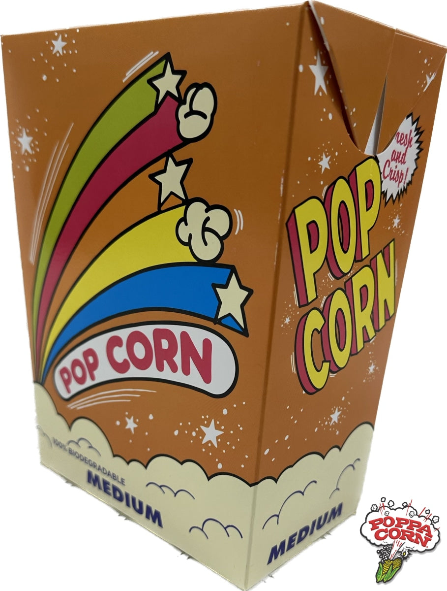 Orange Popcorn Box Medium 300/case - 46OZ - 100% Biodegradable - BOX007 - Poppa Corn Corp