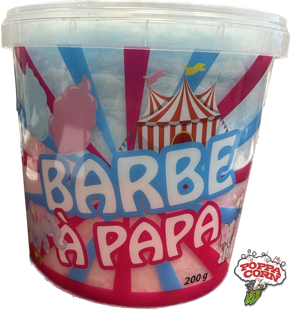 Poppa Corn's Cotton Candy Tubs - Pre-Packaged Candy Floss Tubs - 200g x 24 - S200 - Poppa Corn Corp