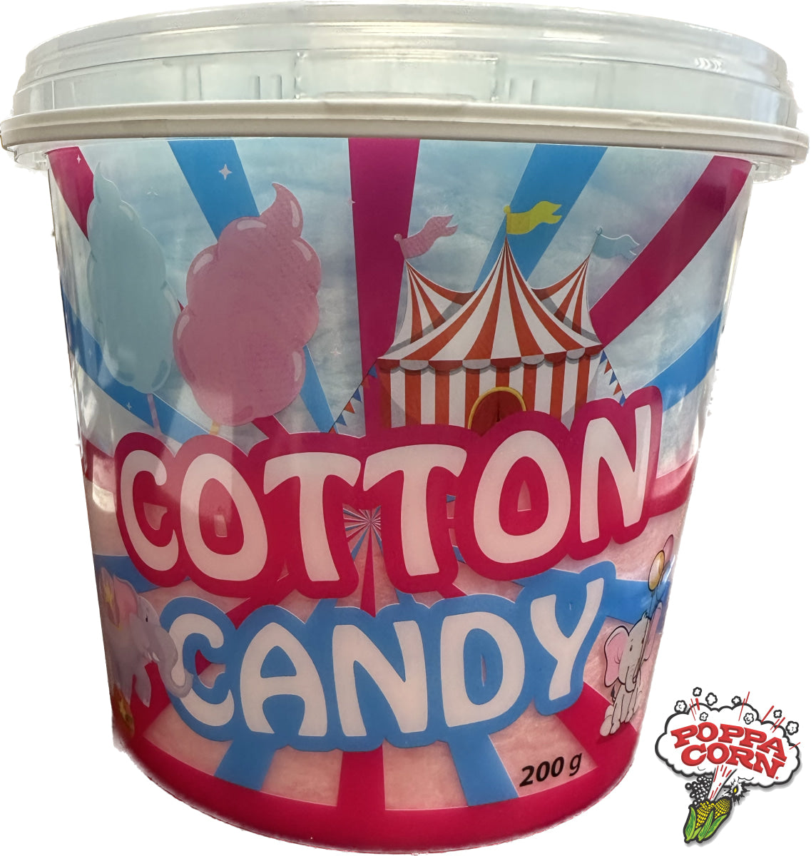 Poppa Corn's Cotton Candy Tubs - Pre-Packaged Candy Floss Tubs - 200g x 24 - S200 - Poppa Corn Corp