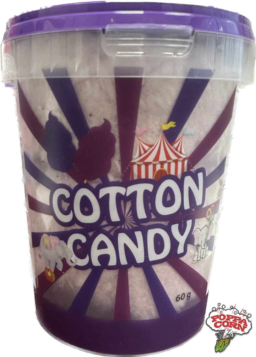 Poppa Corn's Purple Cotton Candy Tubs - Pre-Packaged Candy Floss Tubs - 24 x 60g/Case - S112PURPLE - Poppa Corn Corp