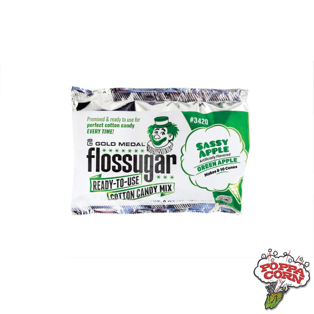 Sassy Apple 8-oz. Flossugar Pouches - FLO203 - Poppa Corn Corp