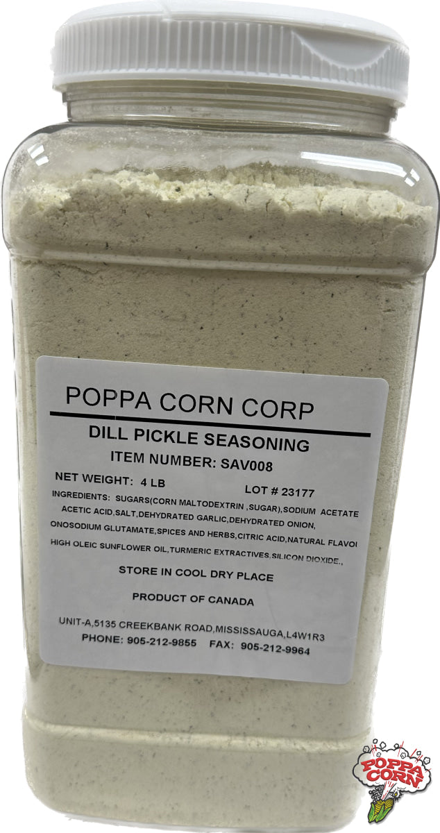 SAV008 - Seasoning - Dill Pickle Flavour - 4lb - Now in a Shaker! - Poppa Corn Corp