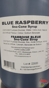 SNK001 - Sirop de cône de neige à saveur de framboise bleue Poppa Corn - Pichet 4L - Poppa Corn Corp