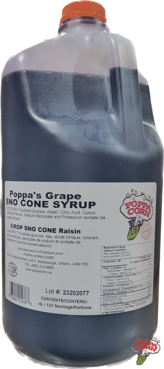 SNK003 - Grape Snow Cone Syrup - 4L Jug - Poppa Corn Corp