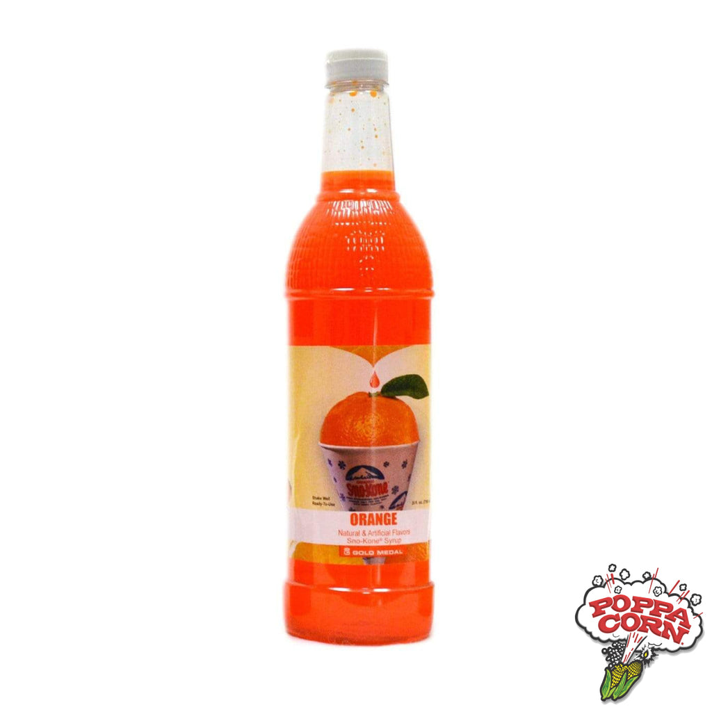 SNK205 - Orange - Sno-Treat Sno-Kone® Flavor - 750ml (25oz) Bottle - Poppa Corn Corp