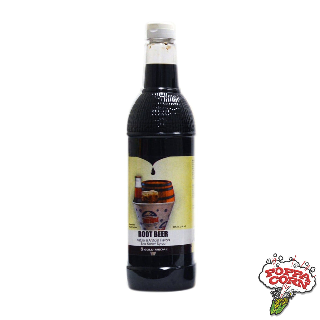 SNK210 - Root Beer - Sno-Treat Sno-Kone® Flavor - 750ml (25oz) Bottle - Poppa Corn Corp
