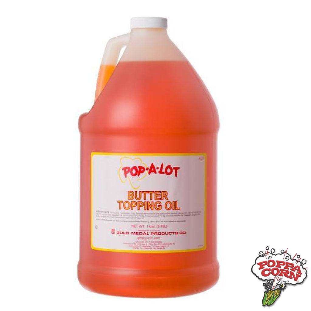 Pop-A-Lot® Butter Flavored Topping Oil - GM2039front 1 Gallon Jug - Poppa Corn Corp