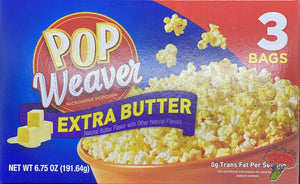 ***Sold out***Pop Weaver Extra Butter Microwave Popcorn Case of 36 (12 x 3 Bags) - Poppa Corn Corp