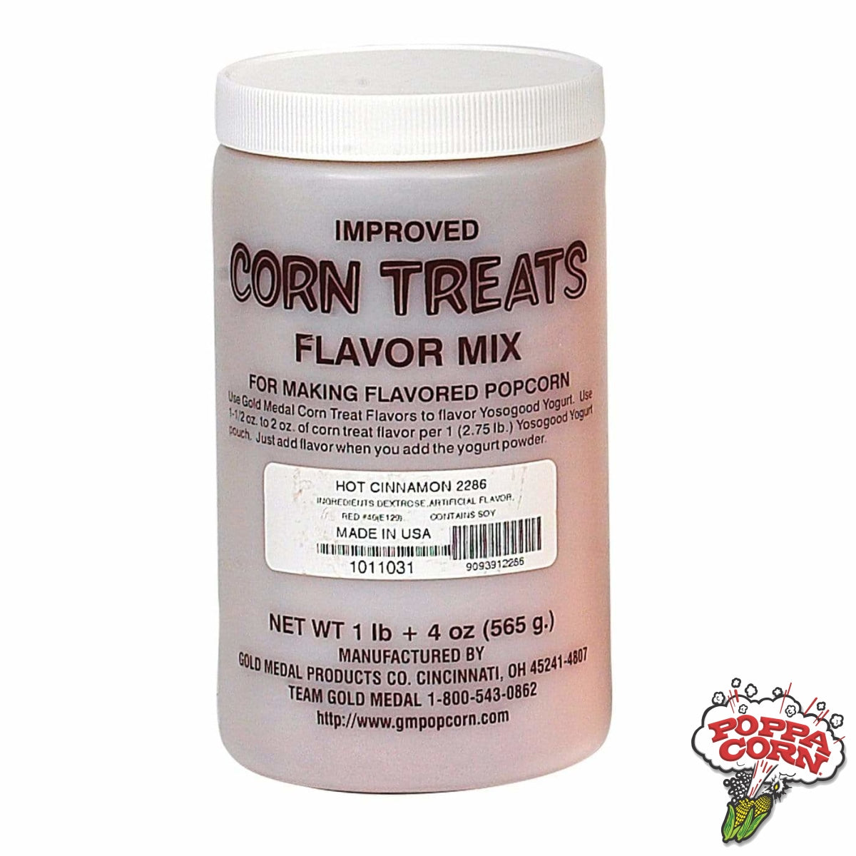 #10139 - Red Cinnamon Candy Glaze Corn Treat Mix - 565g Jar - Poppa Corn Corp