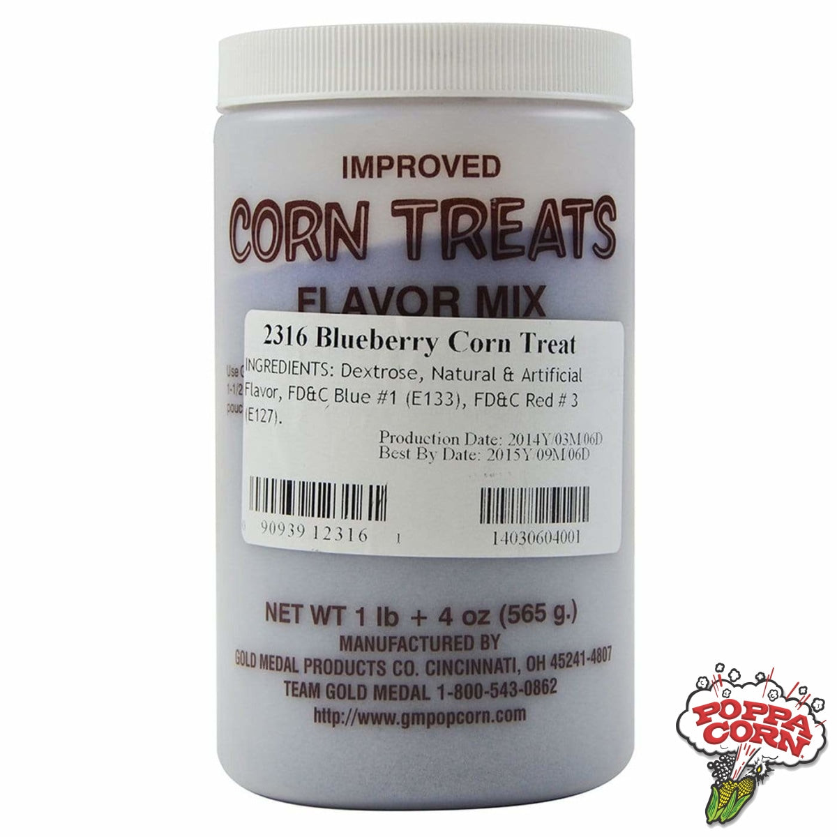 #10151 - Blueberry Candy Glaze Corn Treat Mix - 565g Jar - Poppa Corn Corp