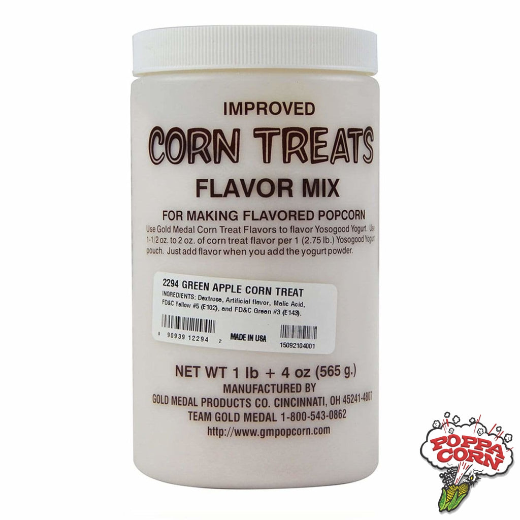 #10159 - Green Apple Candy Glaze Corn Treat Mix - 565g Jar - Poppa Corn Corp
