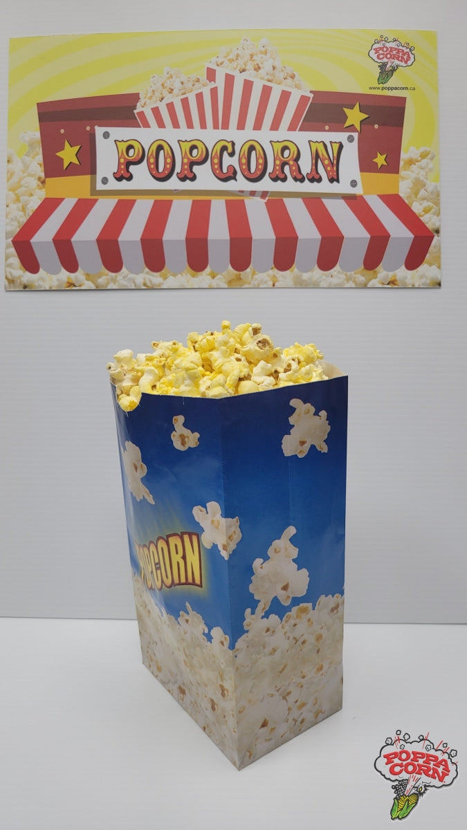 BAG085GEN Medium 85 oz  Popcorn Laminated Butter Bag- Blue- 1000/Case - Poppa Corn Corp