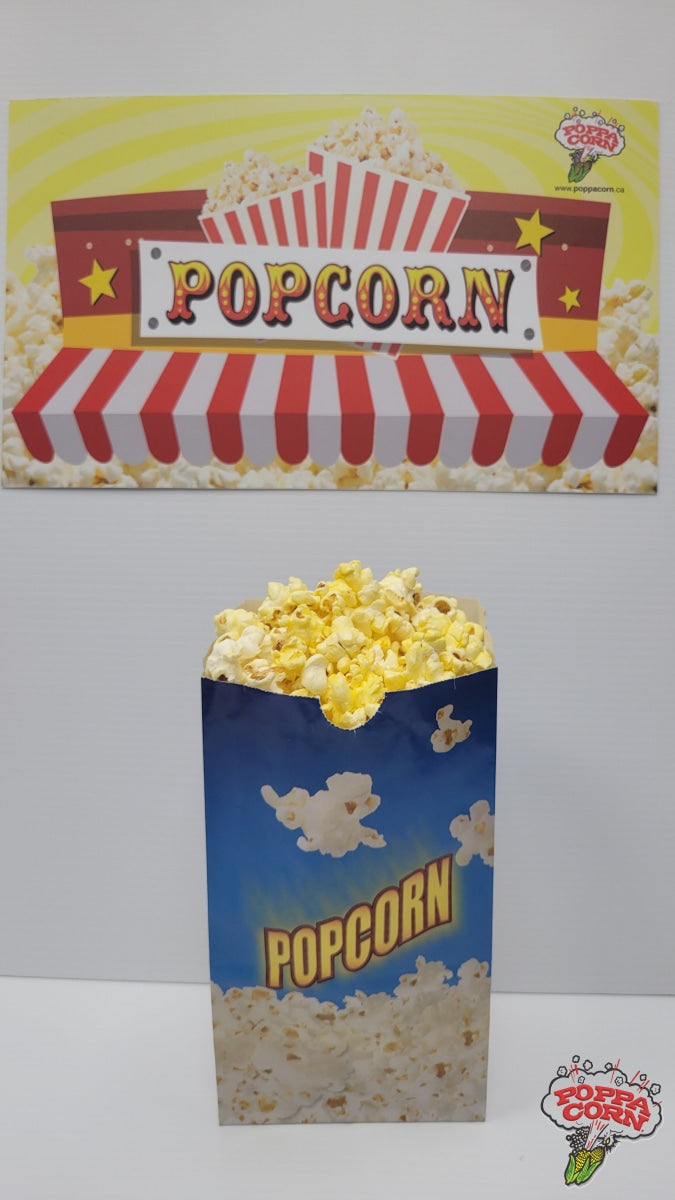 BAG085GEN Medium 85 oz  Popcorn Laminated Butter Bag- Blue- 1000/Case - Poppa Corn Corp