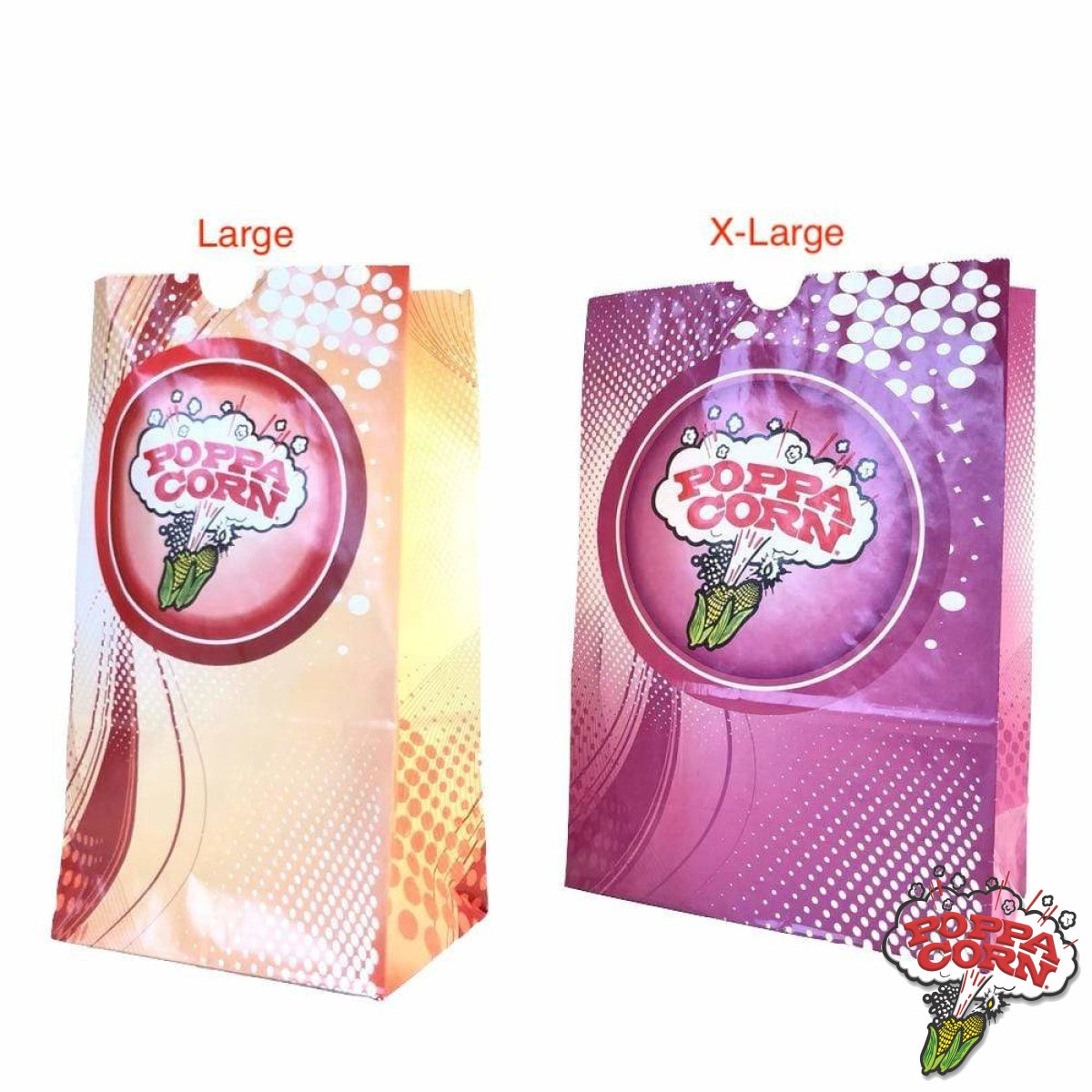 BAG130 - Large 130oz Poppa Corn Laminated Butter Bag - Red - 500/Case - Poppa Corn Corp