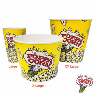 CUP046 - Coupes à maïs soufflé à rebord roulé - Grand 46 oz - 500 / caisse - Poppa Corn Corp
