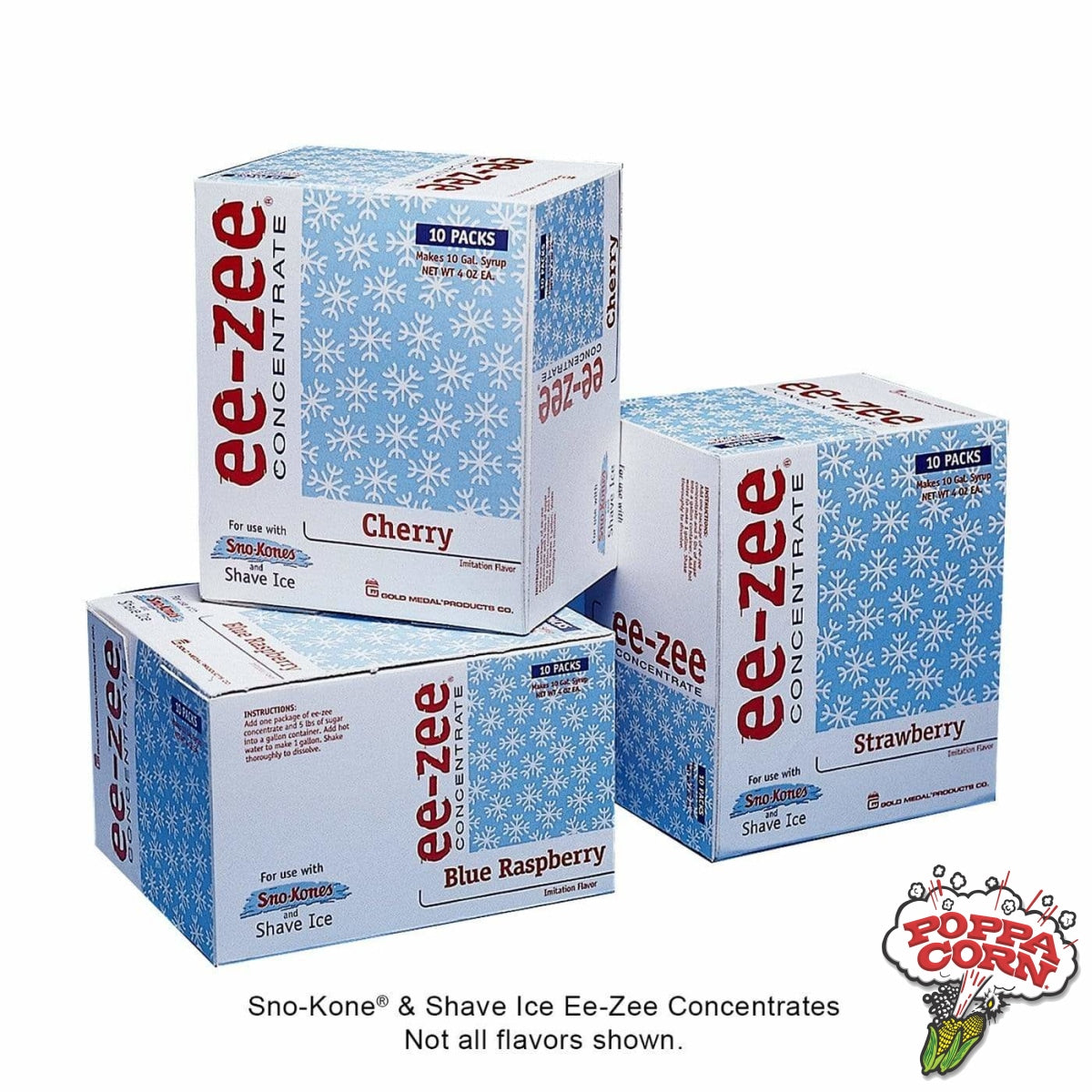 EEZ004 - Strawberry - EeZee® Sno-Kone® Syrup Concentrate - 10 x 4oz Pouches/Case - Poppa Corn Corp