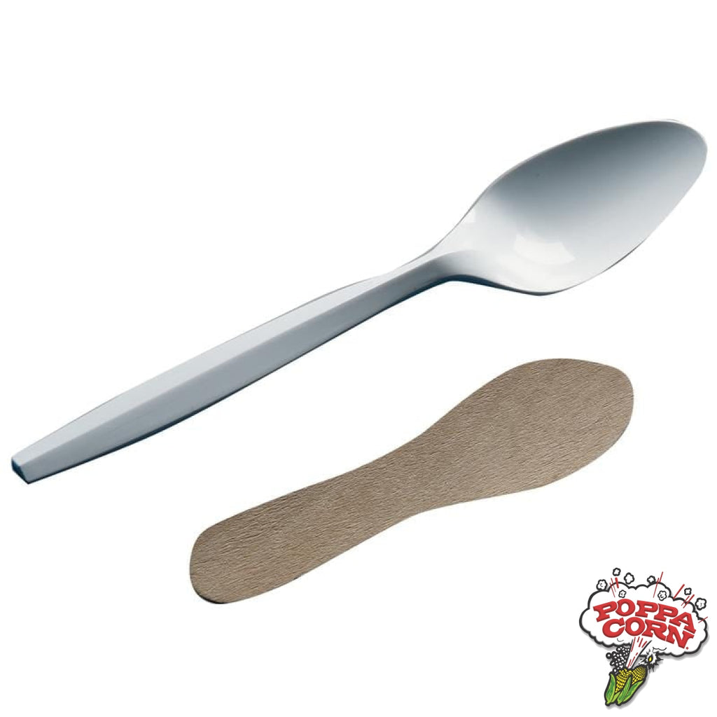 GM1061M - Flat Wood Spoons (Unwrapped) - 1000/Case - Poppa Corn Corp