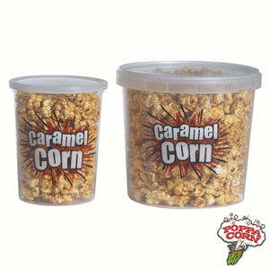 GM2135 - Petit contenant de maïs au caramel avec couvercle - 500 / caisse - Poppa Corn Corp