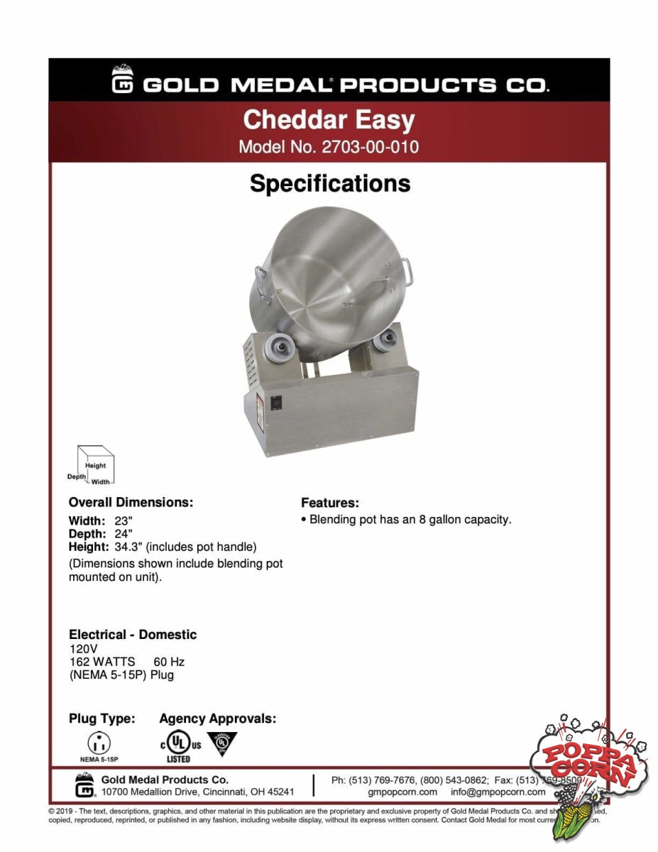 GM2703-00-010 Cheddar Tumbler/Coater (8 gal.) - Poppa Corn Corp