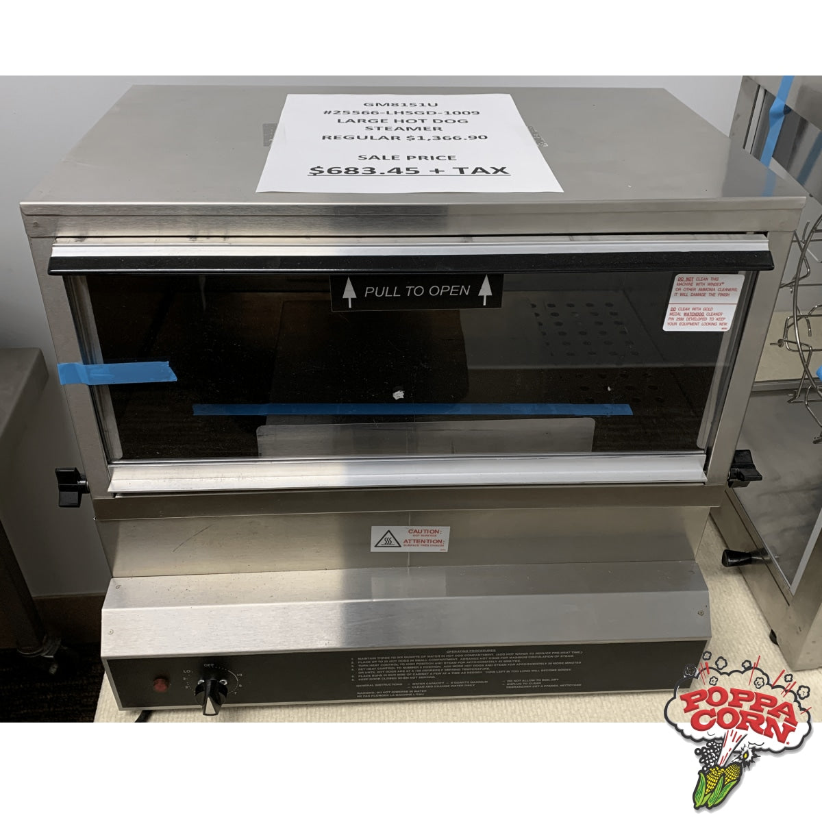 GM8151U - DEMO LARGE HOT DOG STEAMER - Poppa Corn Corp