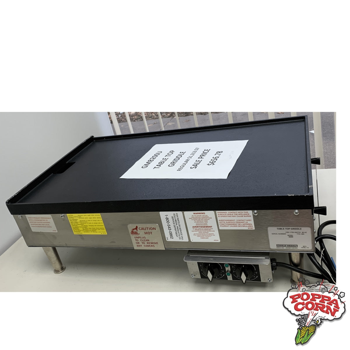 GM8200U - DEMO TABLETOP GRIDDLE - Poppa Corn Corp