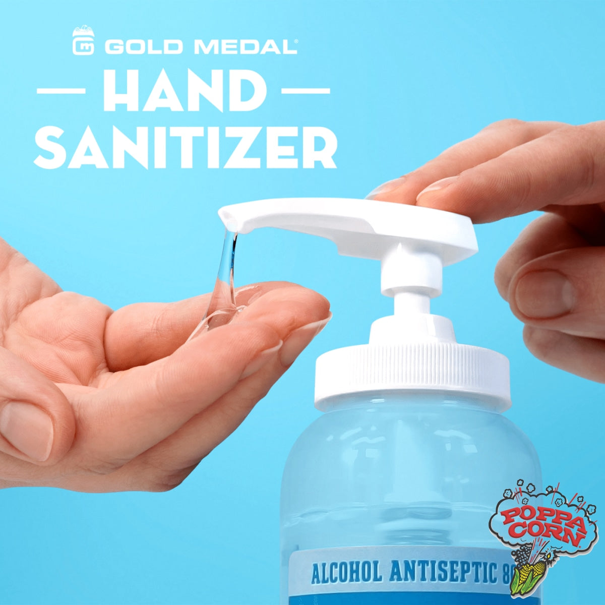 Hand Sanitizer (Alcohol Antiseptic 80%) 16-oz. Bottle w/Pump - Poppa Corn Corp
